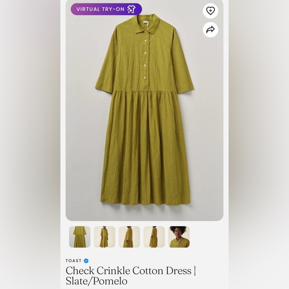 TOAST Check Crinkle Cotton Dress - Picture 7 of 7